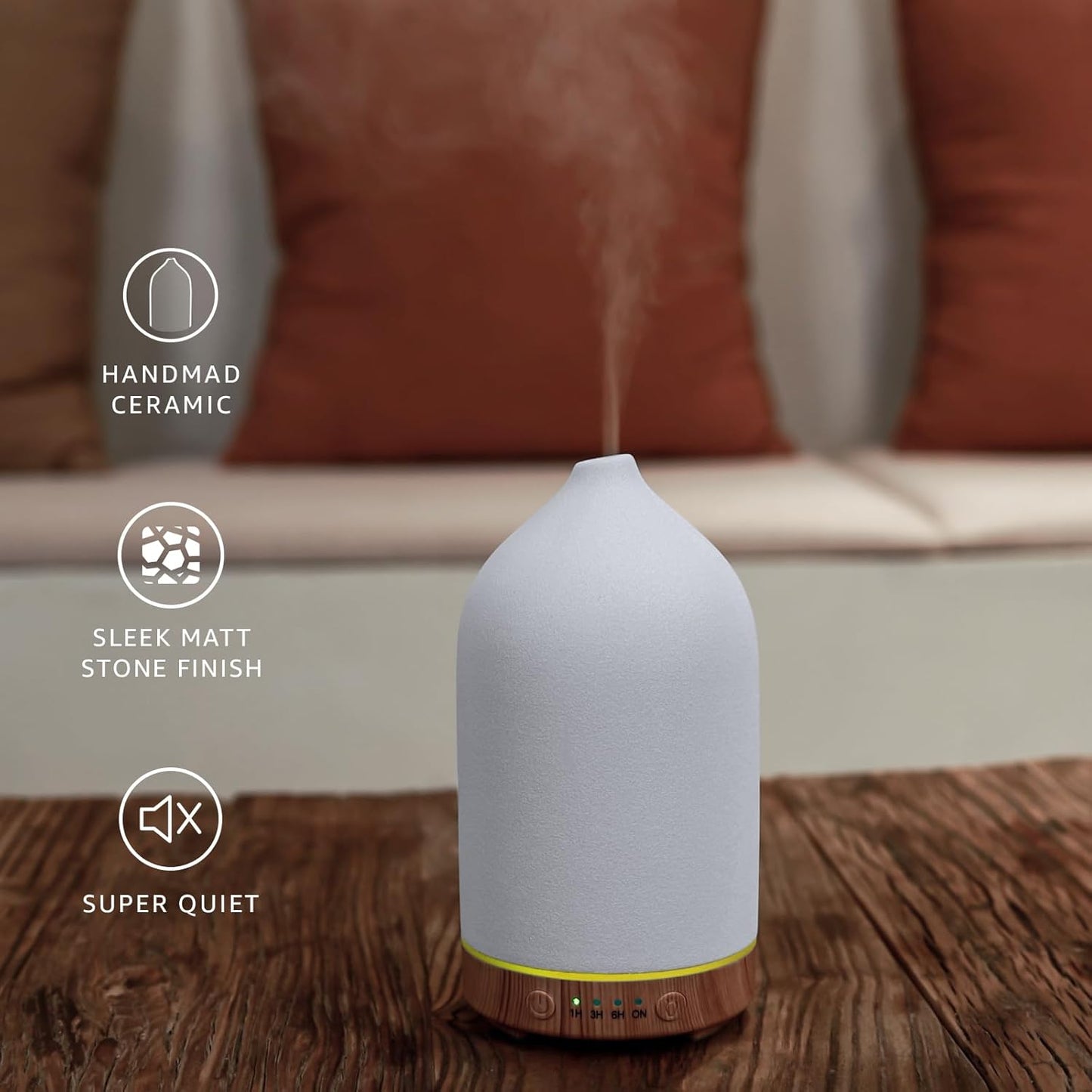Ceramic Essential Oil Diffuser, 200ML Ultrasonic Aromatherapy Humidifier with LED Lights