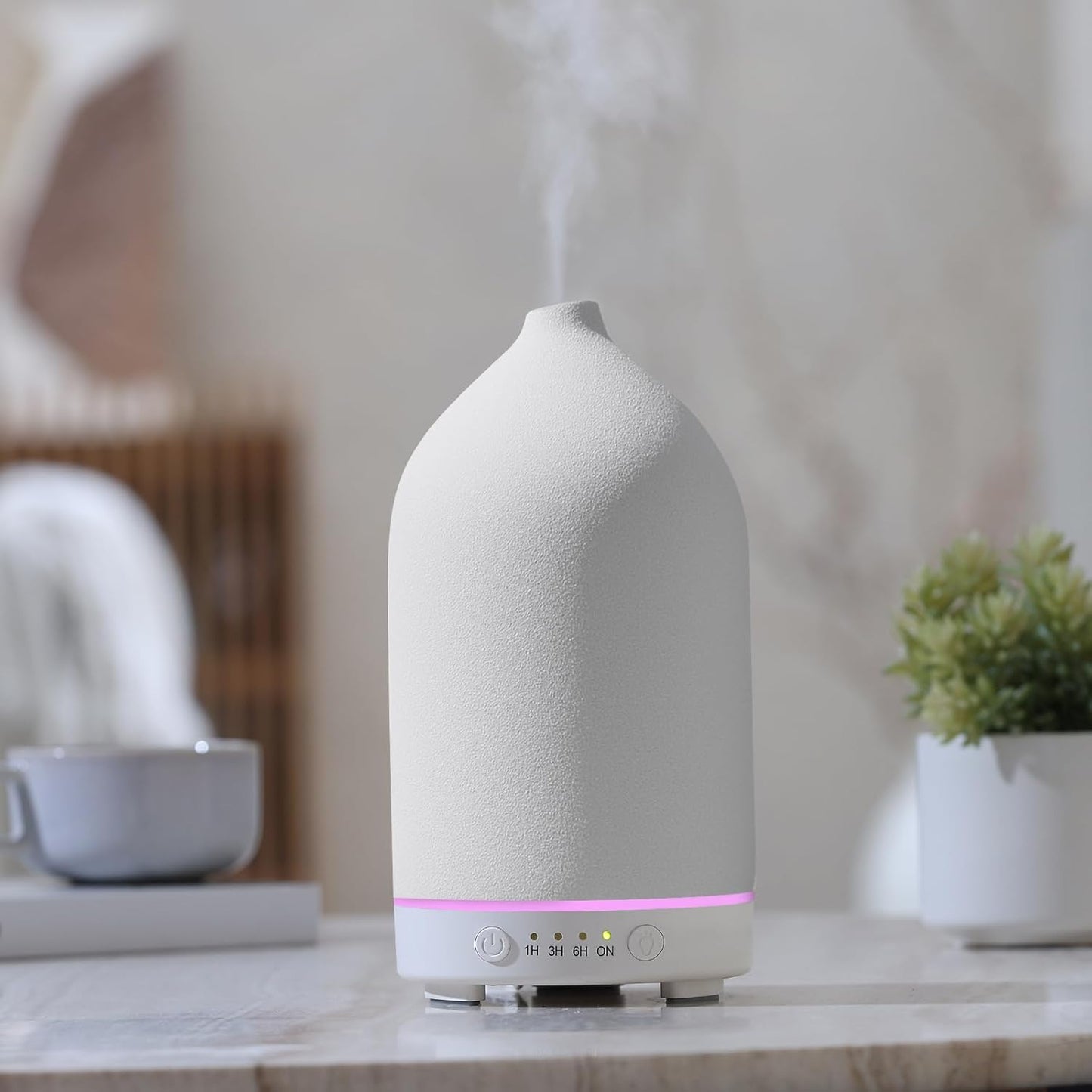 Ceramic Essential Oil Diffuser, 200ML Ultrasonic Aromatherapy Humidifier with LED Lights