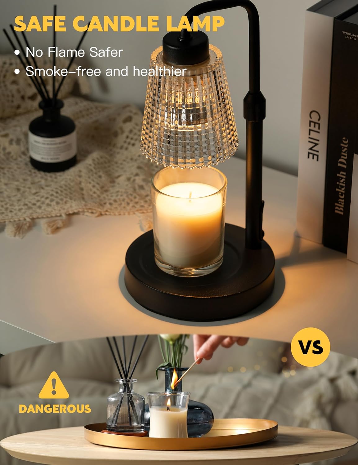 Dimmable Candle Warmer Lamp with Timer – Safe & Elegant Home Fragrance Solution