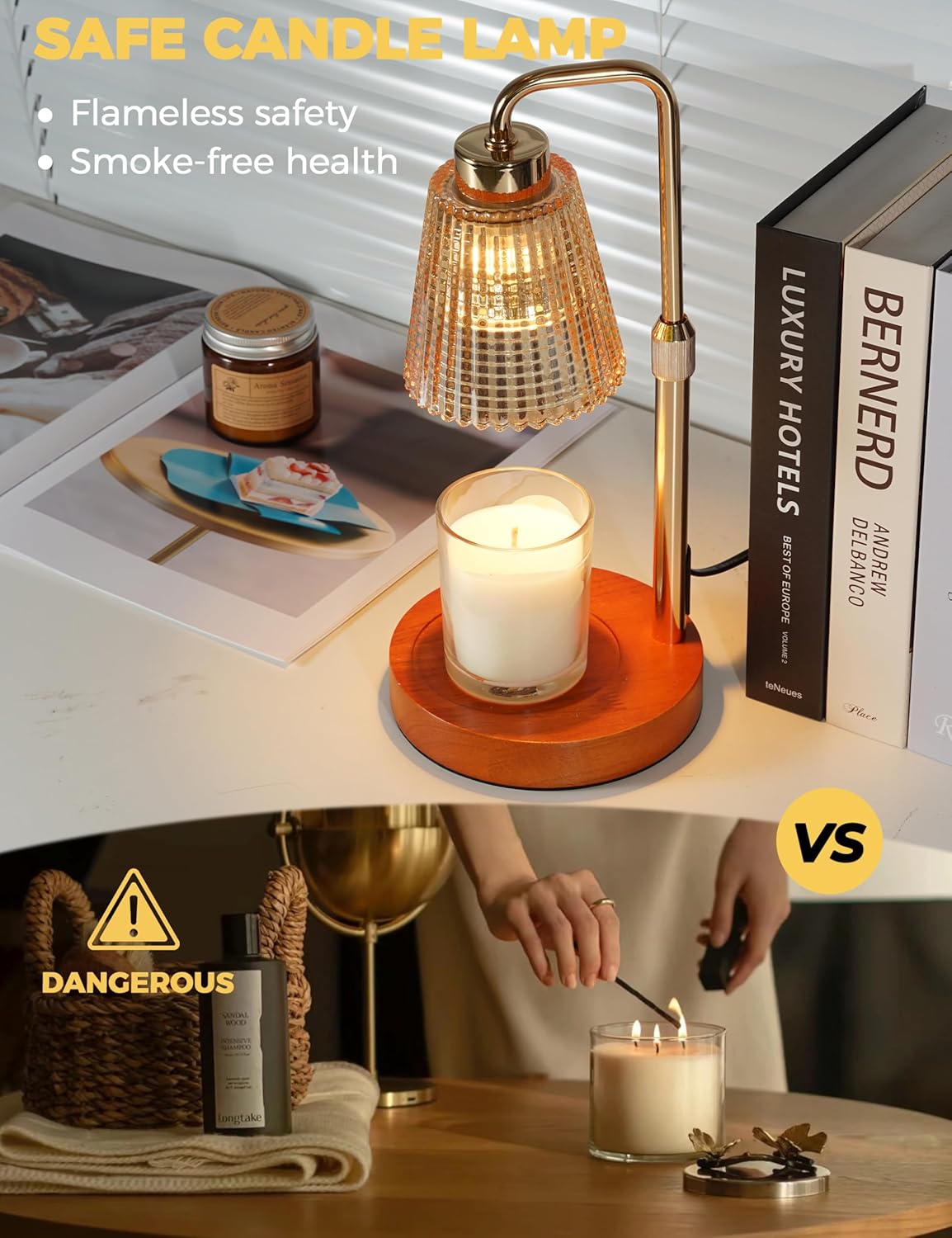 Dimmable Candle Warmer Lamp with Timer – Safe & Elegant Home Fragrance Solution