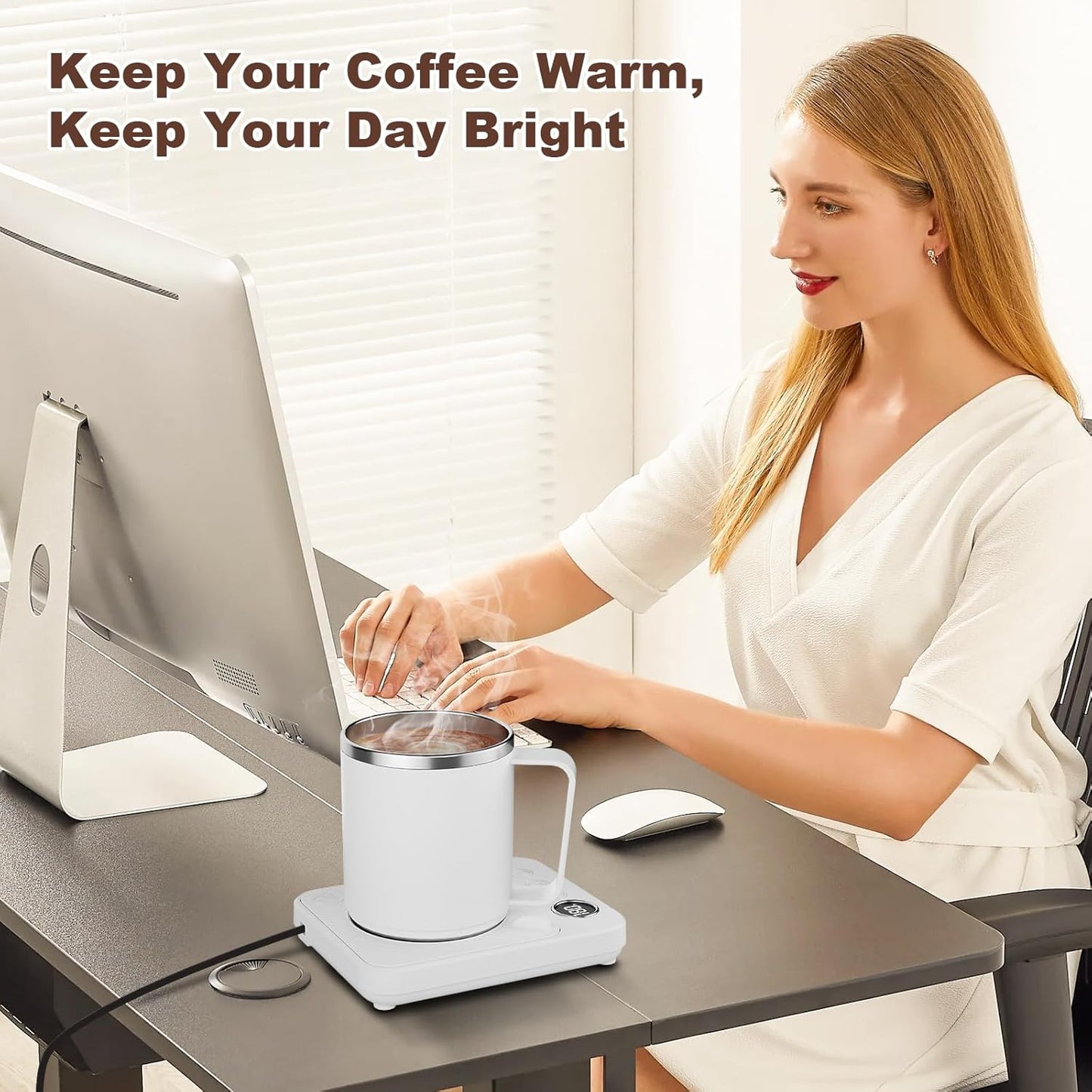 36W Smart Coffee Mug Warmer Set – 16oz Stainless Steel Mug