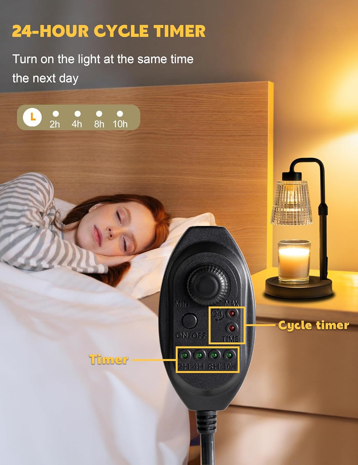 Dimmable Candle Warmer Lamp with Timer – Safe & Elegant Home Fragrance Solution