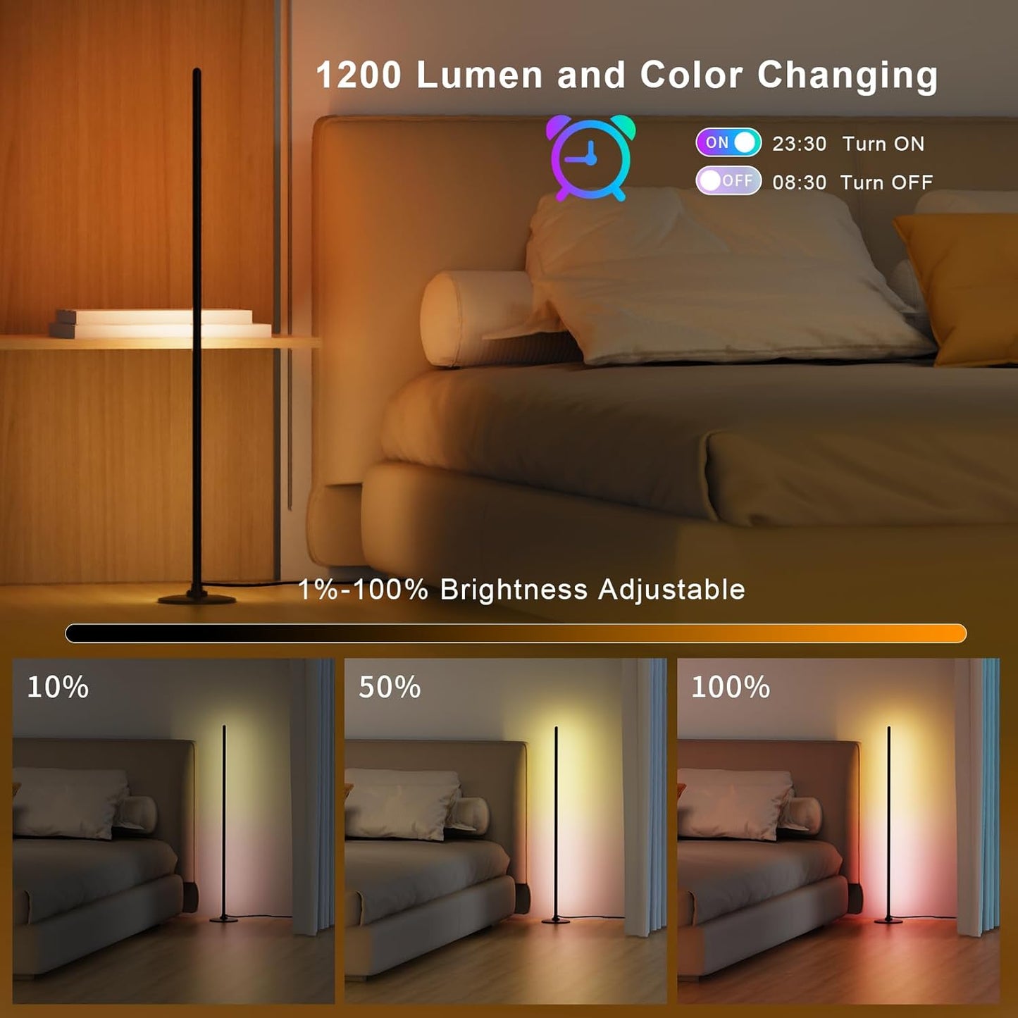 Smart LED Corner Floor Lamp — Transform Your Space with Light and Sound