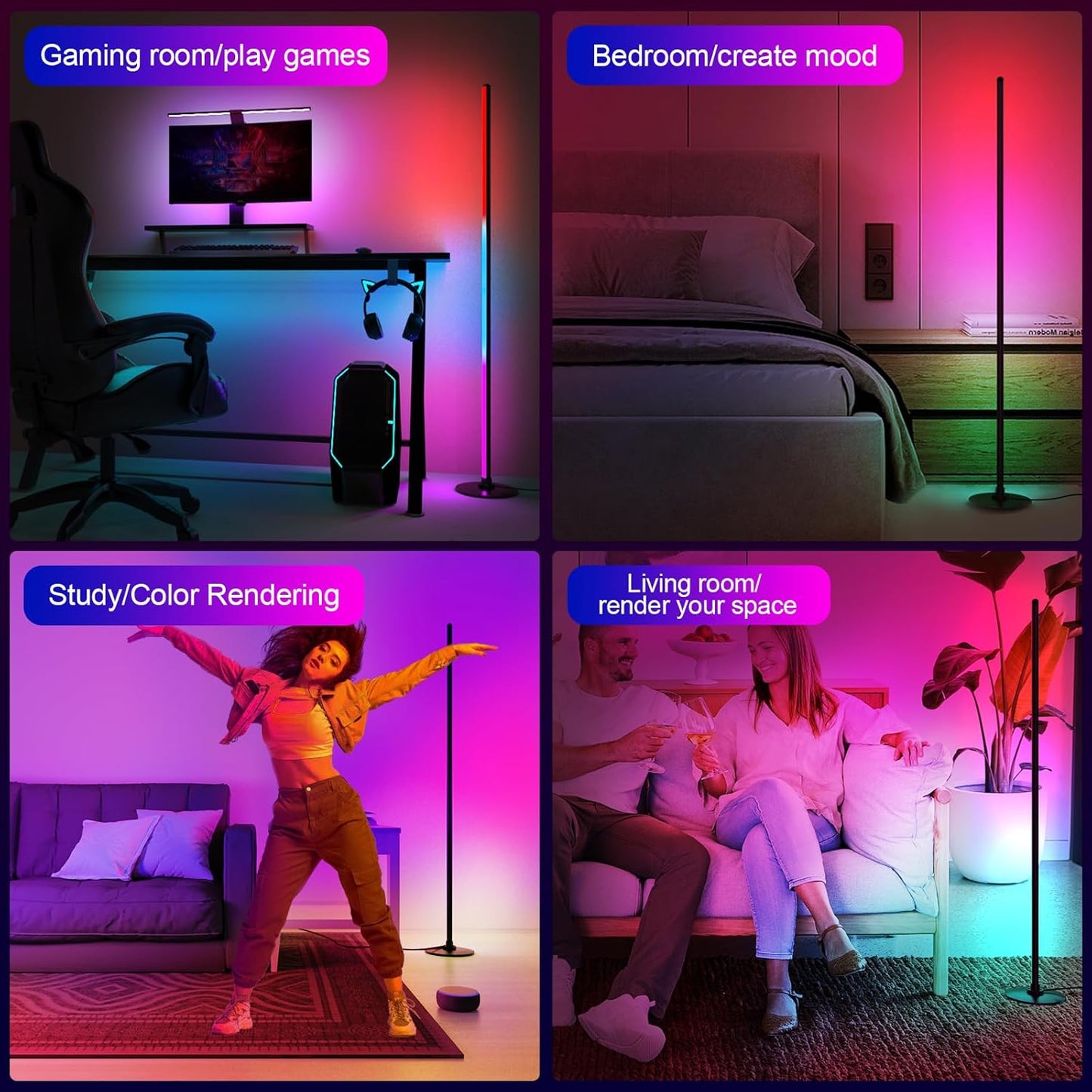 Smart LED Corner Floor Lamp — Transform Your Space with Light and Sound