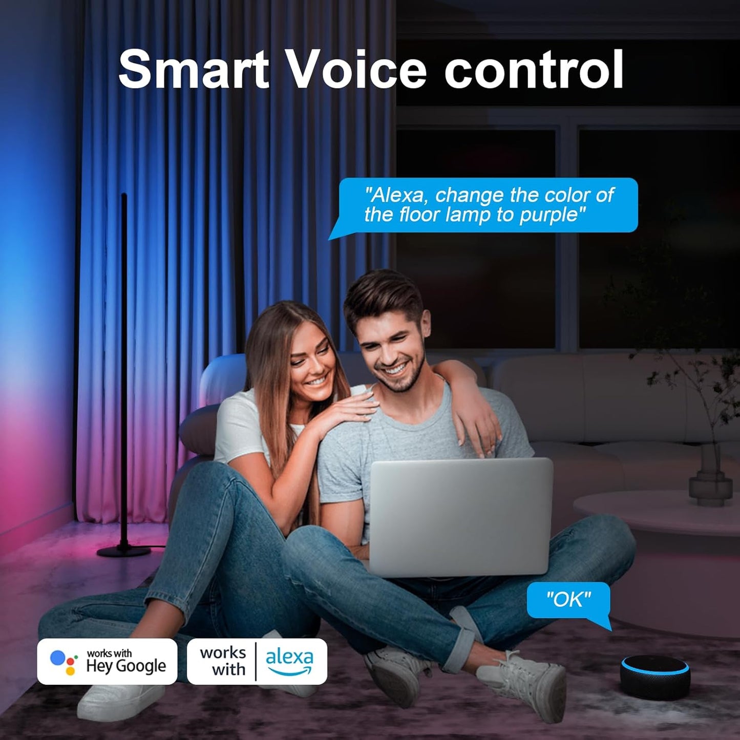 Smart LED Corner Floor Lamp — Transform Your Space with Light and Sound