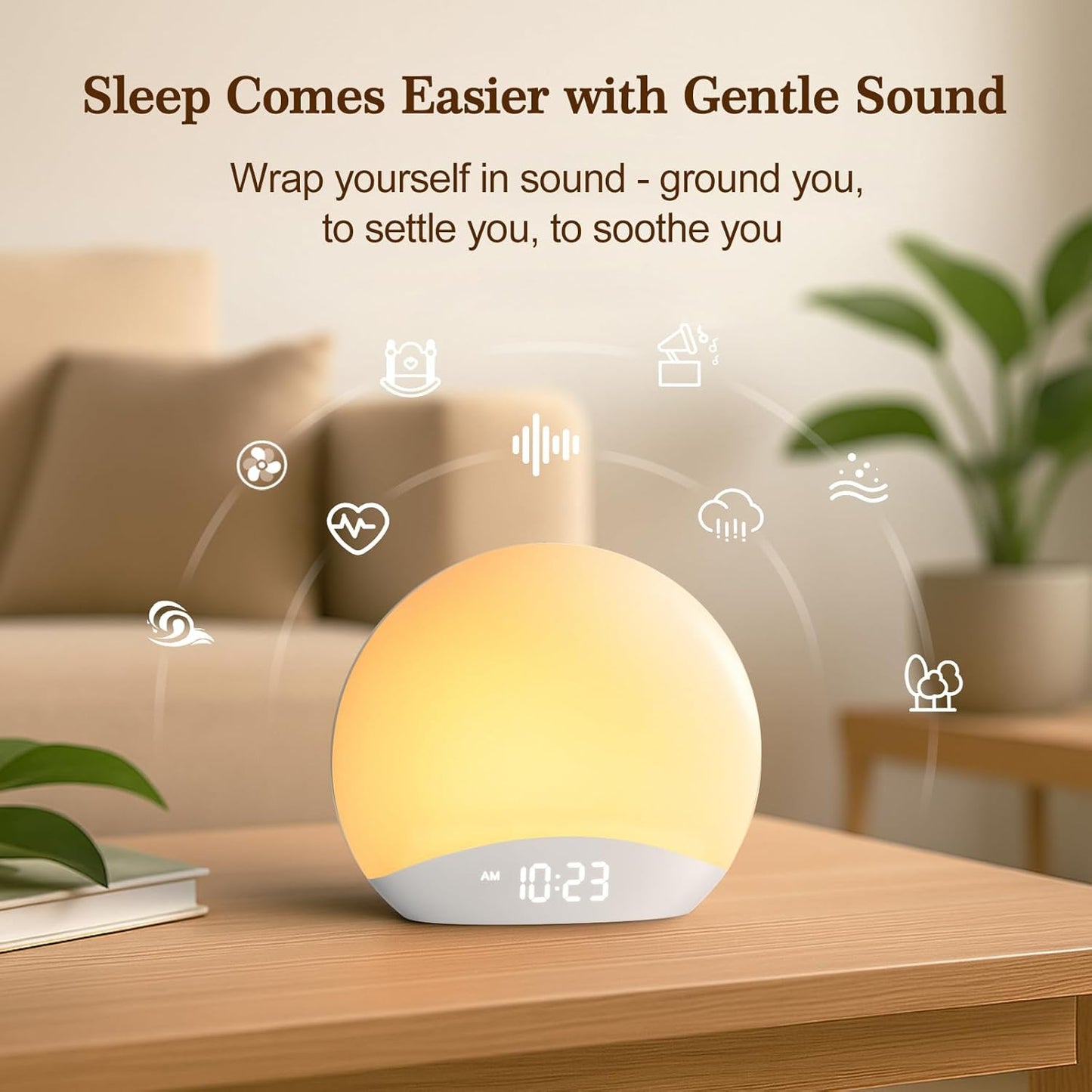 Natural Wood Grain Sunrise Alarm Clock & Sound Machine