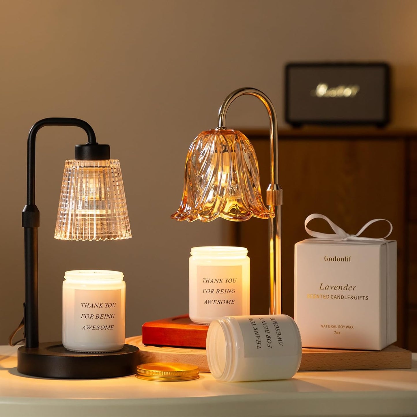 Dimmable Candle Warmer Lamp with Timer – Safe & Elegant Home Fragrance Solution