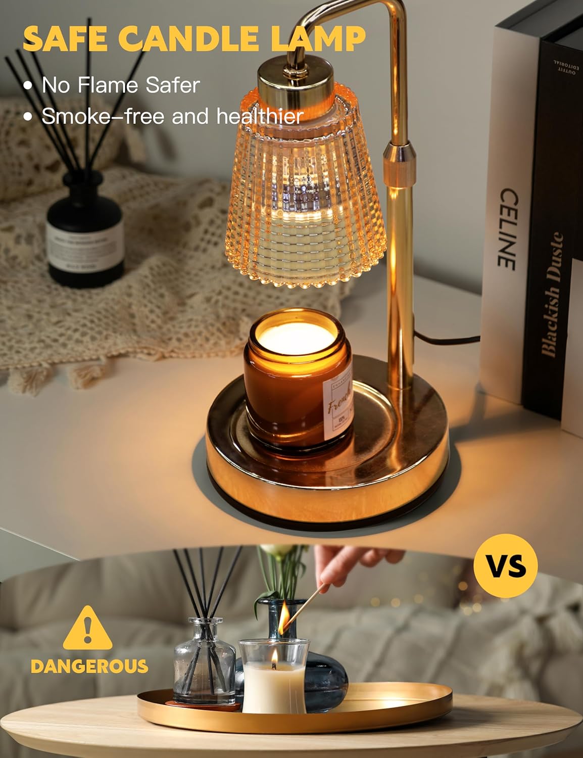 Dimmable Candle Warmer Lamp with Timer – Safe & Elegant Home Fragrance Solution