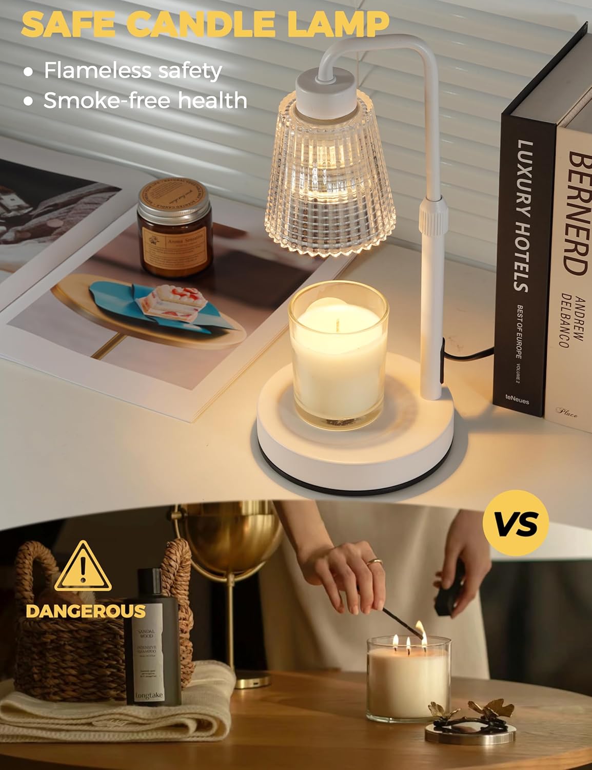 Dimmable Candle Warmer Lamp with Timer – Safe & Elegant Home Fragrance Solution
