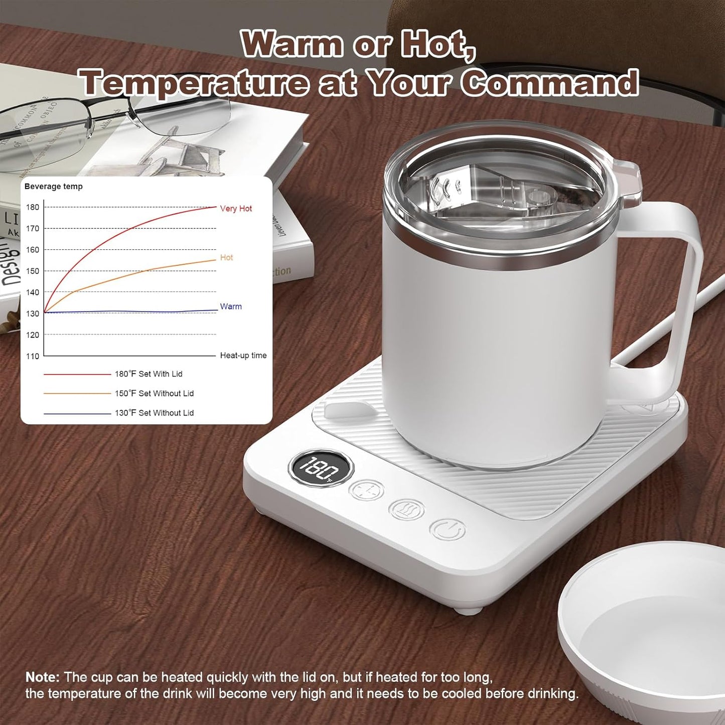 36W Smart Coffee Mug Warmer Set – 16oz Stainless Steel Mug