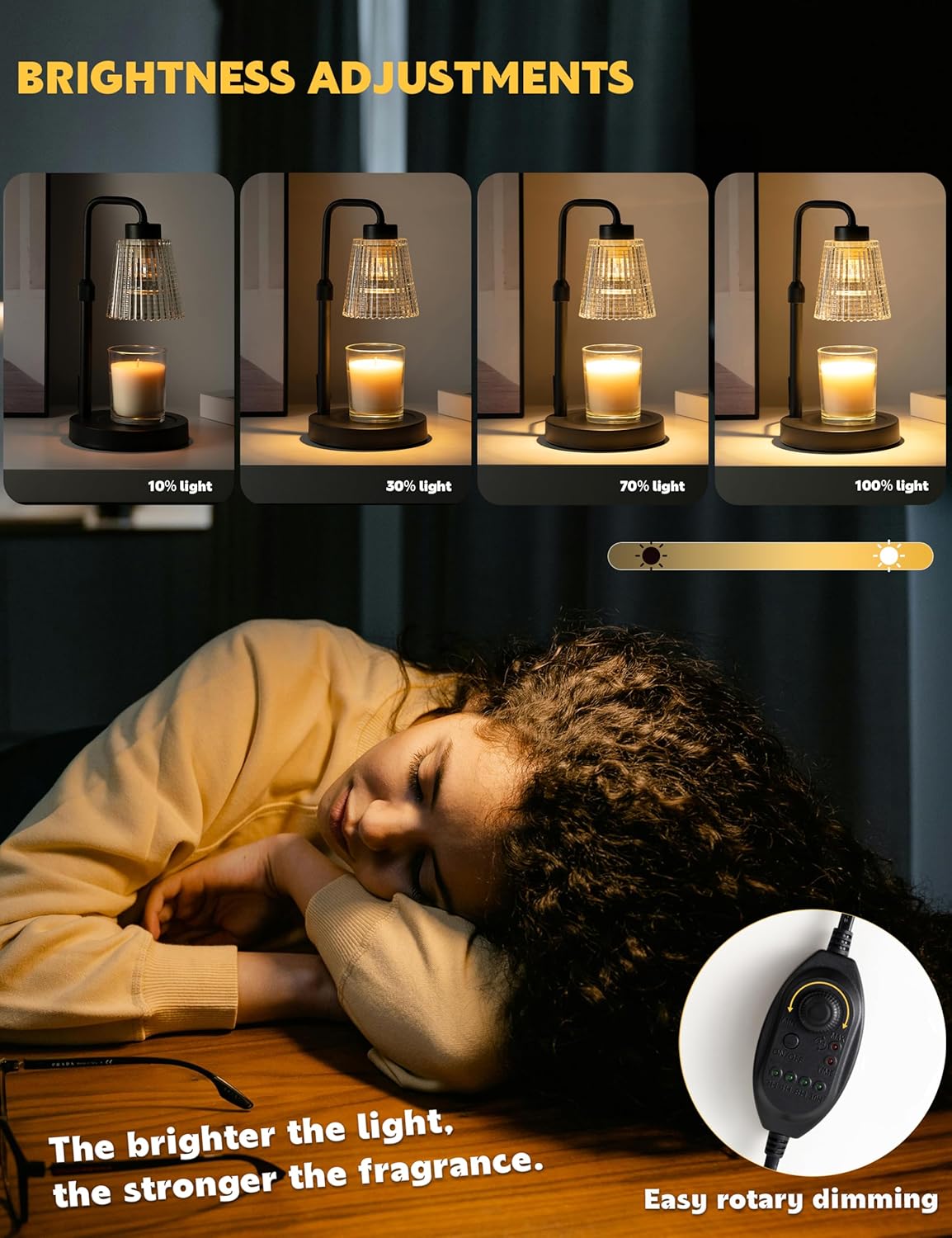 Dimmable Candle Warmer Lamp with Timer – Safe & Elegant Home Fragrance Solution